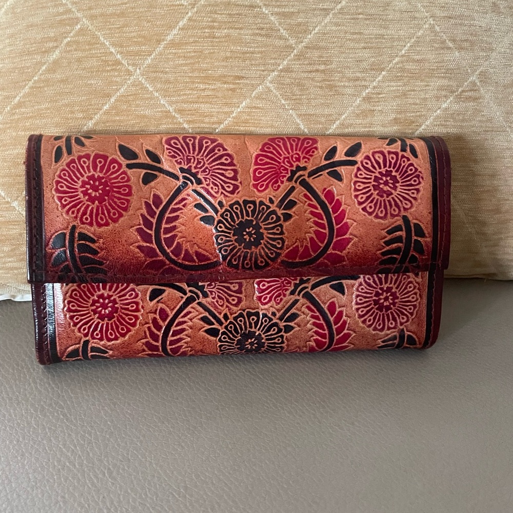 Floral Embossed Leather Wallet